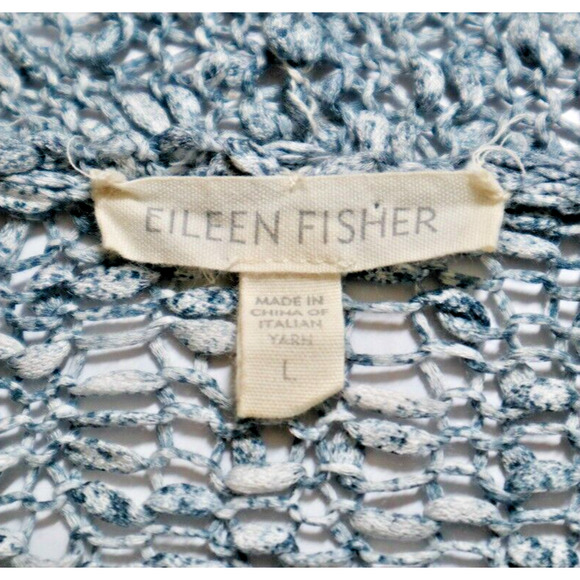 Eileen Fisher Size L Cotton Knobby Knit Draped Cardigan Gray - Picture 9 of 10